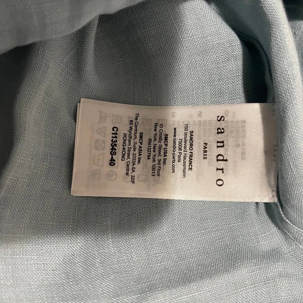 Sandro Sky Blue Linen Blouse - Picture 7 of 10